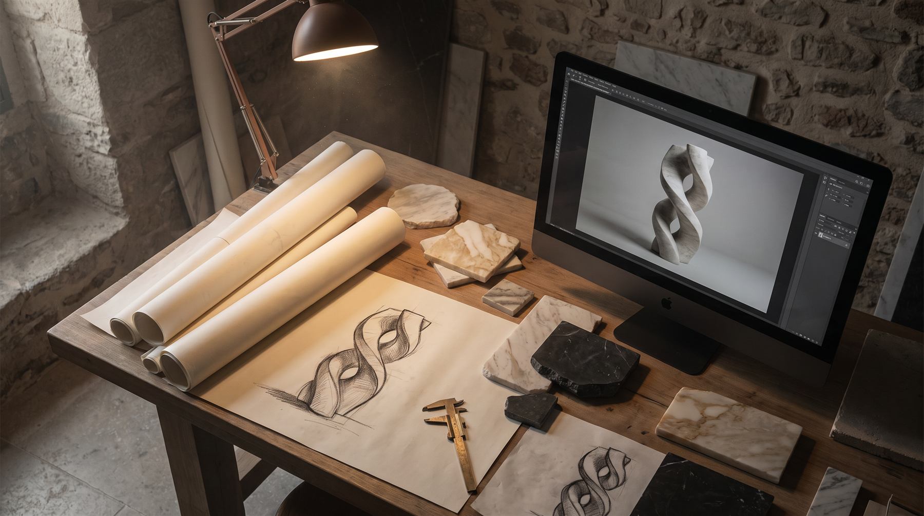 Bozzetti, modelli tridimensionali e campioni di materiale: l'opera prima dell'opera.