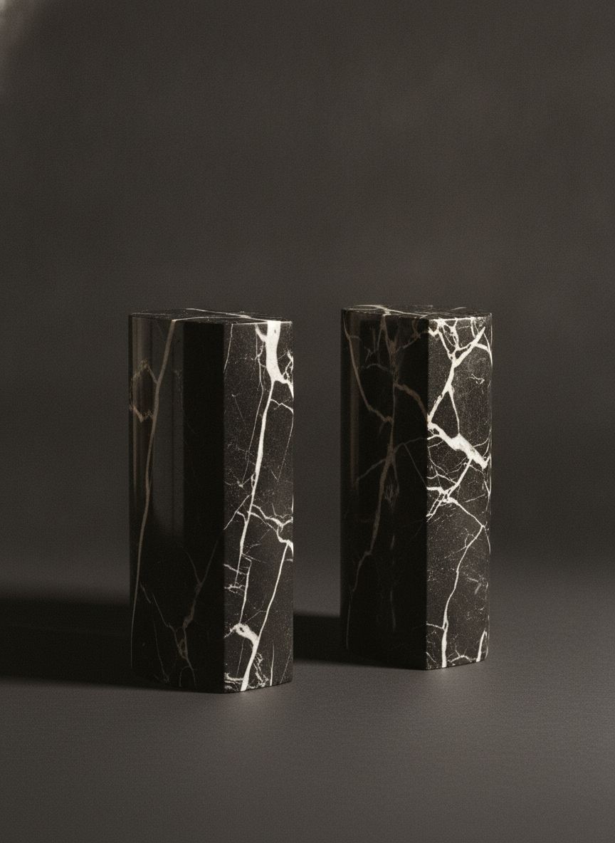 Fermalibri Colonne d'Ombra in marmo Nero Marquina