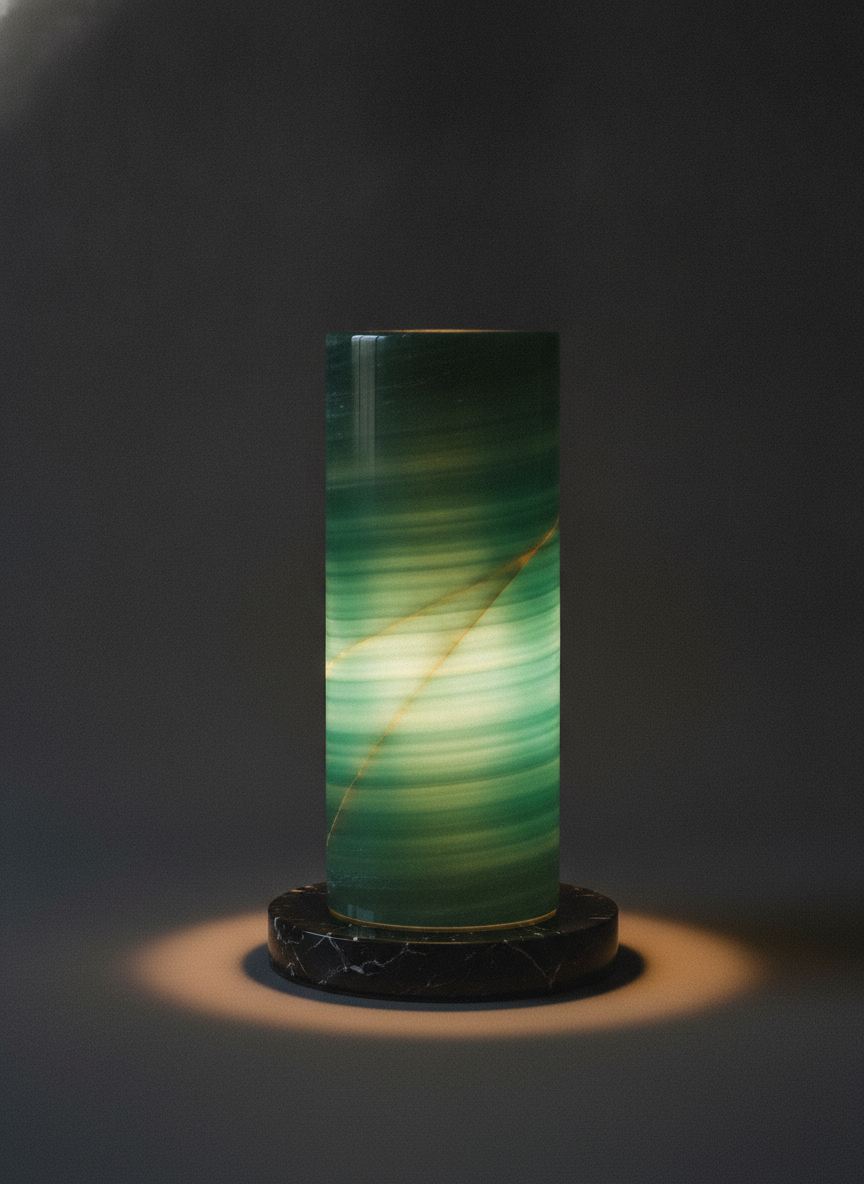 Lampada da tavolo Sottobosco in onice verde