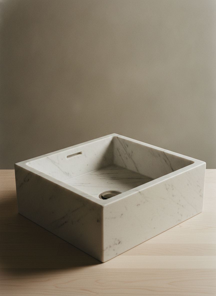 Lavello Conca in marmo bianco statuario