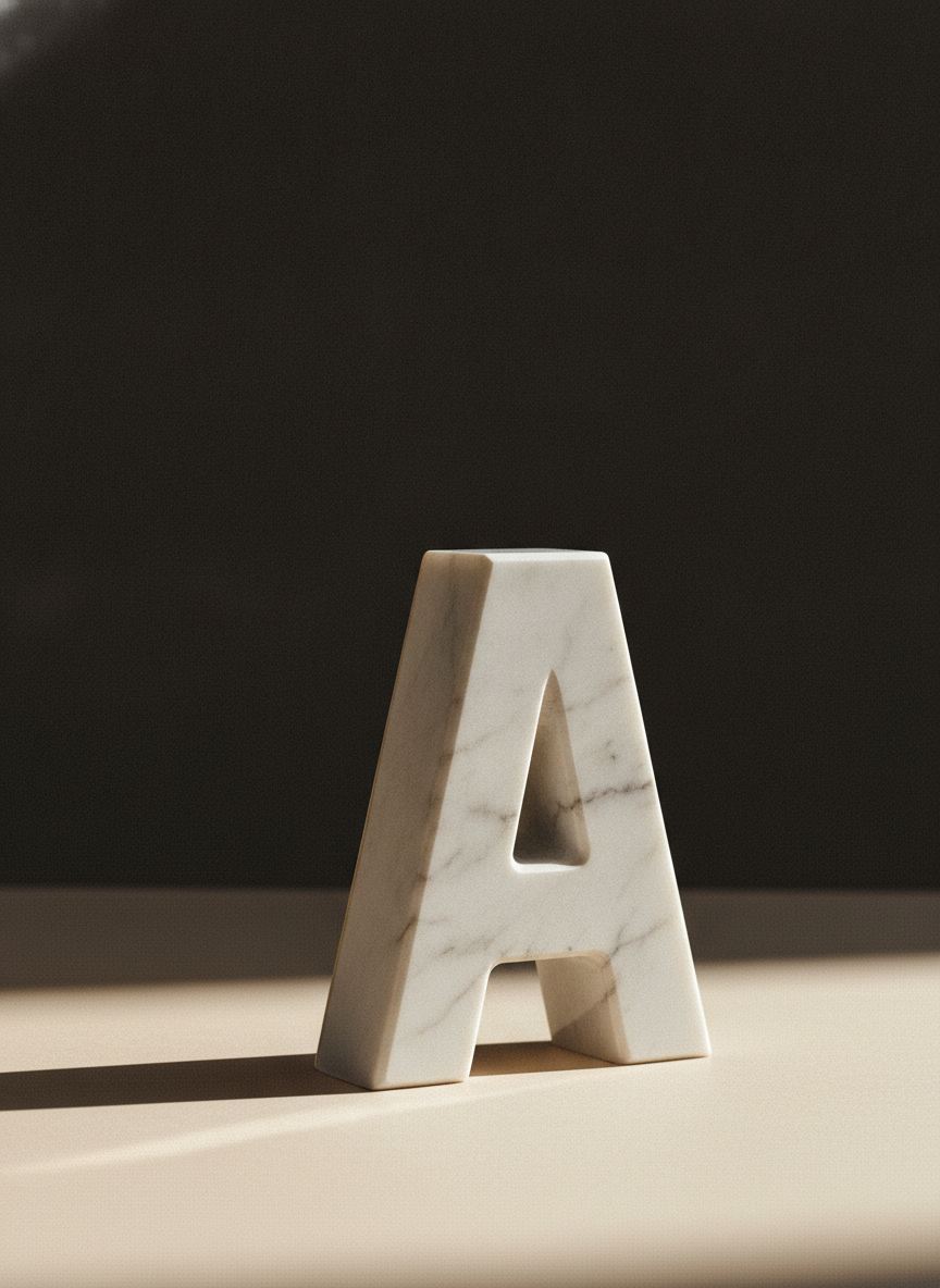 Lettera Capitale Incipit in marmo bianco di Carrara