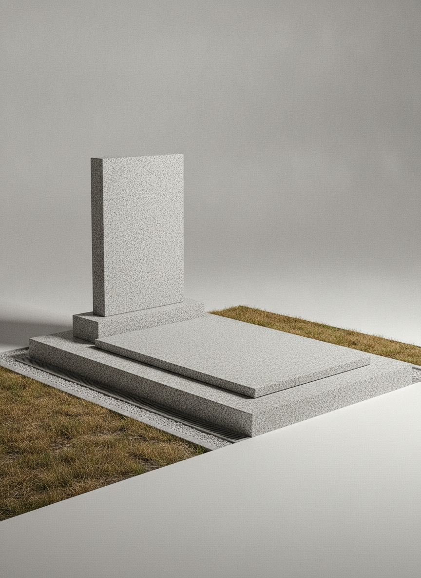 Monumento funerario Terra Quieta in granito grigio