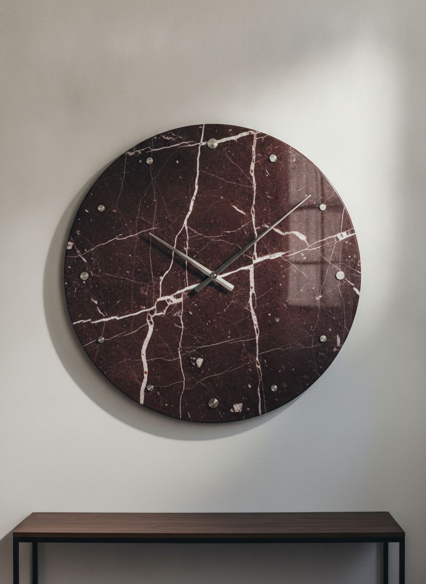 Orologio da parete Brace in marmo Rosso Francia
