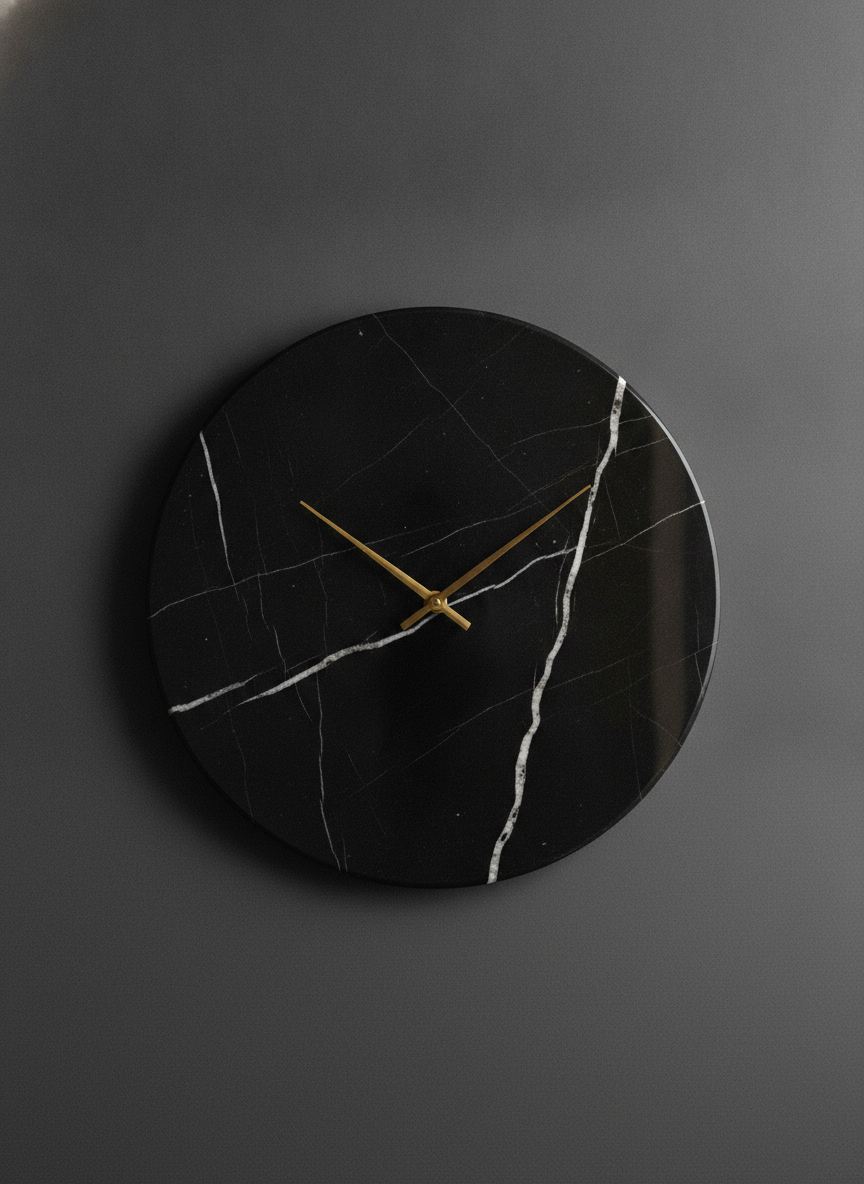 Orologio da parete Notte Piena in marmo Nero Marquina