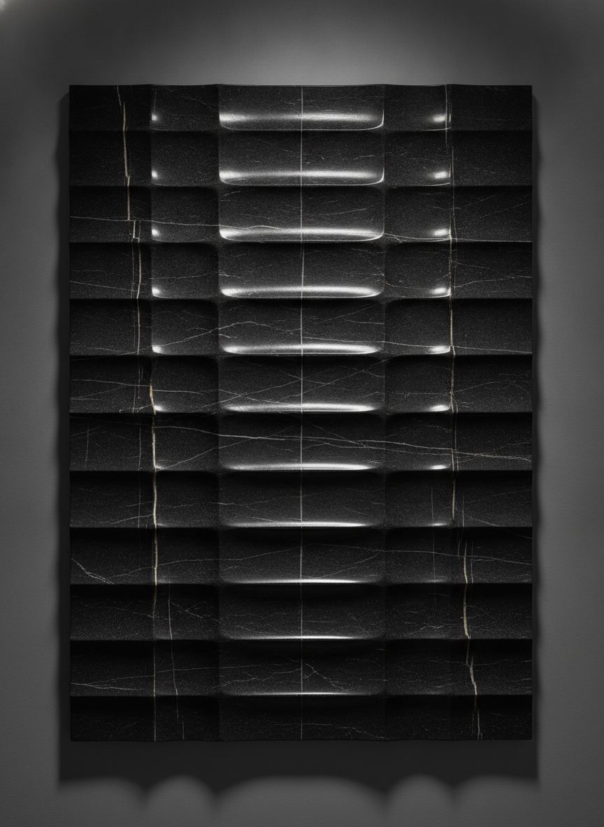 Pannello Decorativo Geometrie d'Acqua in marmo Nero Marquina