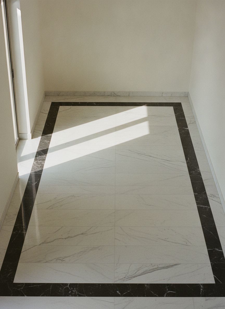 Pavimento a Intarsio Campo e Cornice in marmi assortiti