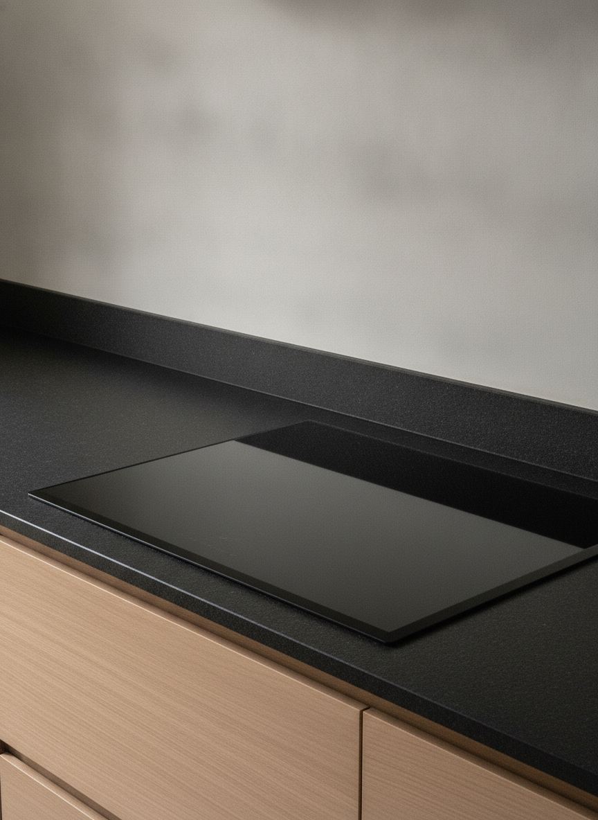Piano Cottura Integrato Focolare in granito nero assoluto