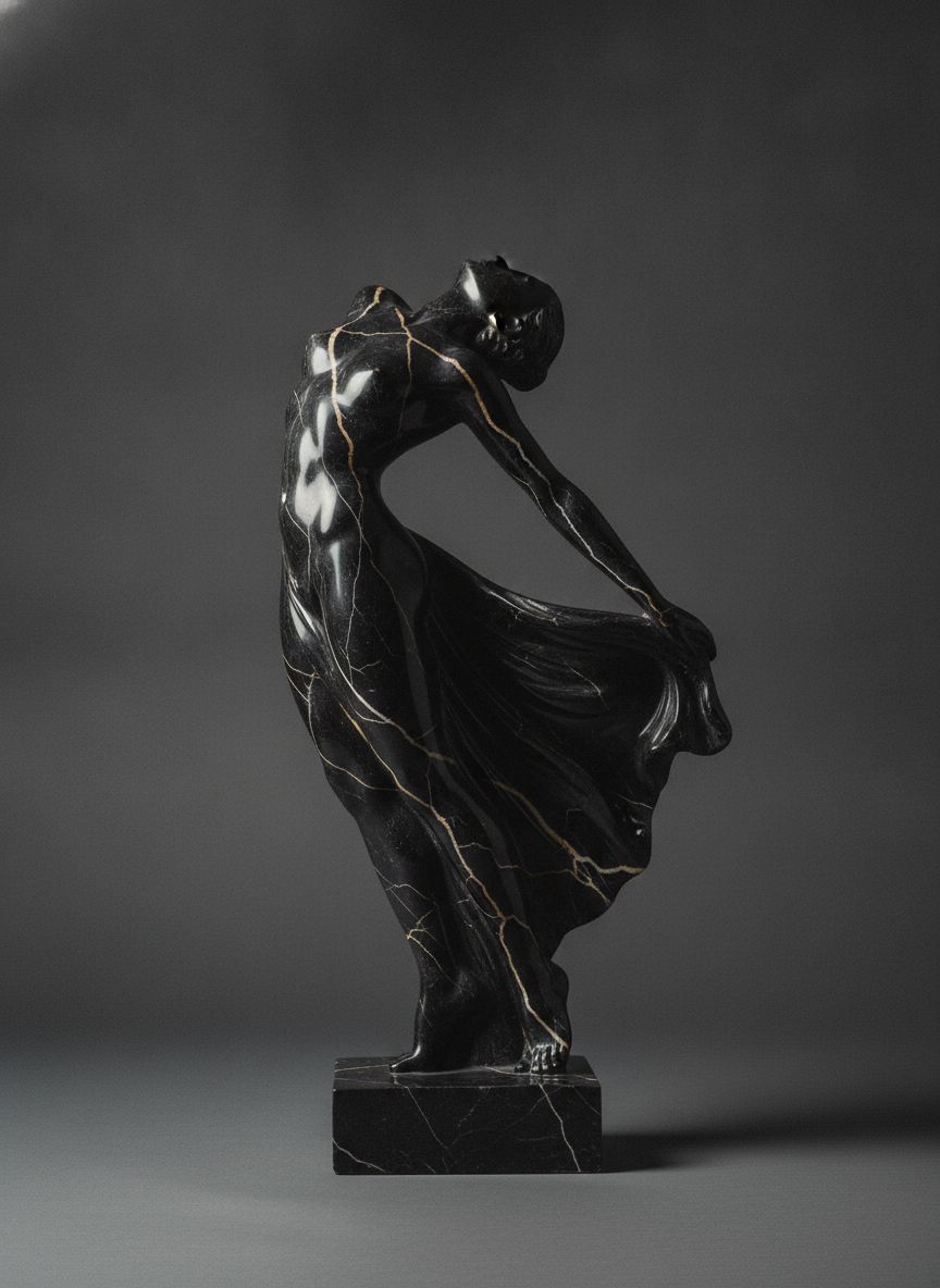 Scultura Danzatrice Notturna in marmo Nero Marquina