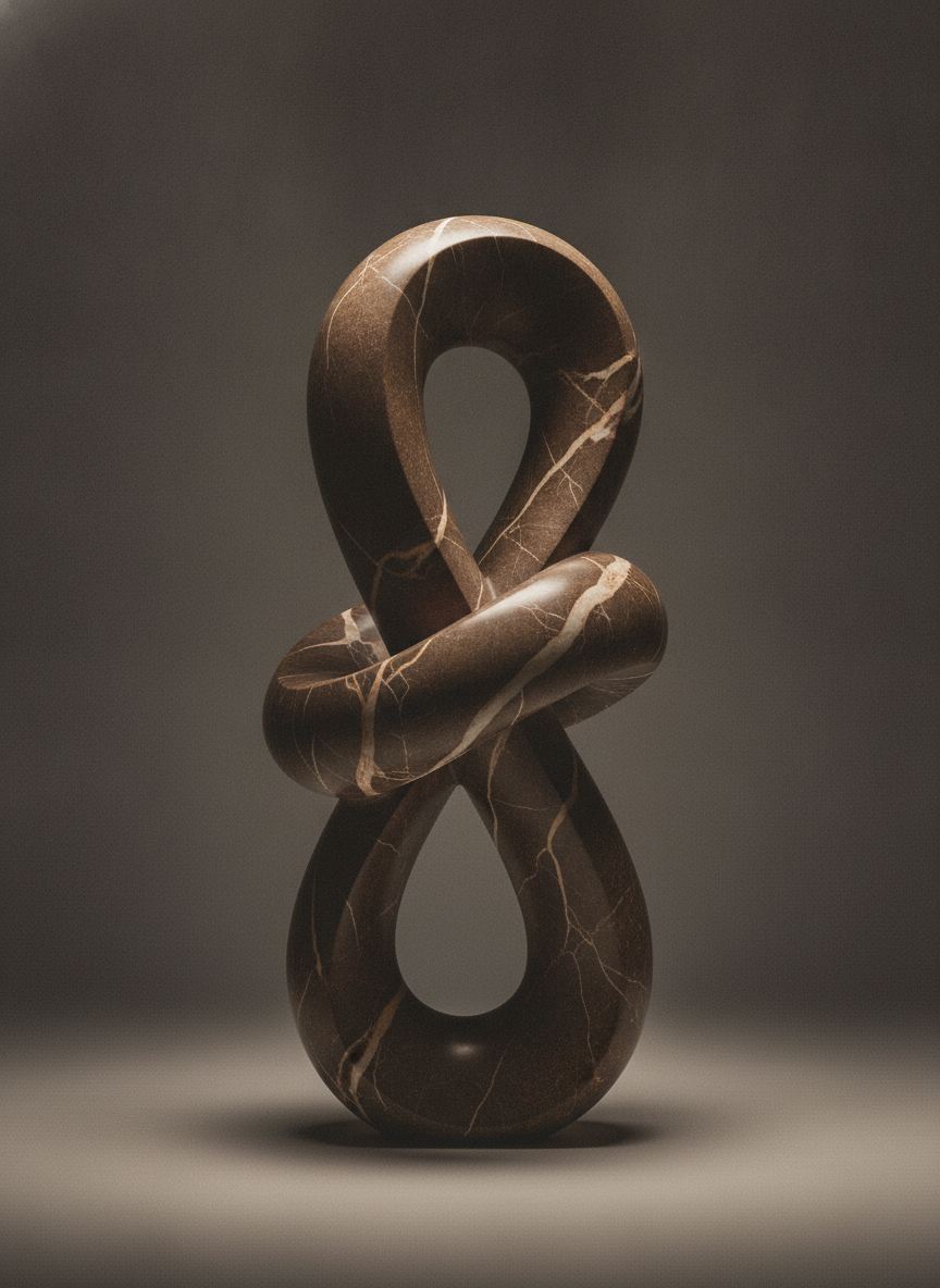 Scultura Nodo di Luce in marmo Emperador