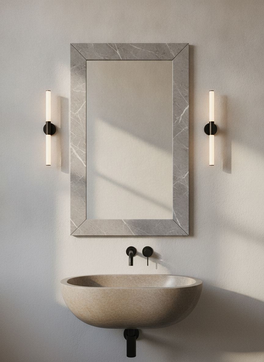 Specchio da bagno Rugiada in marmo Bardiglio