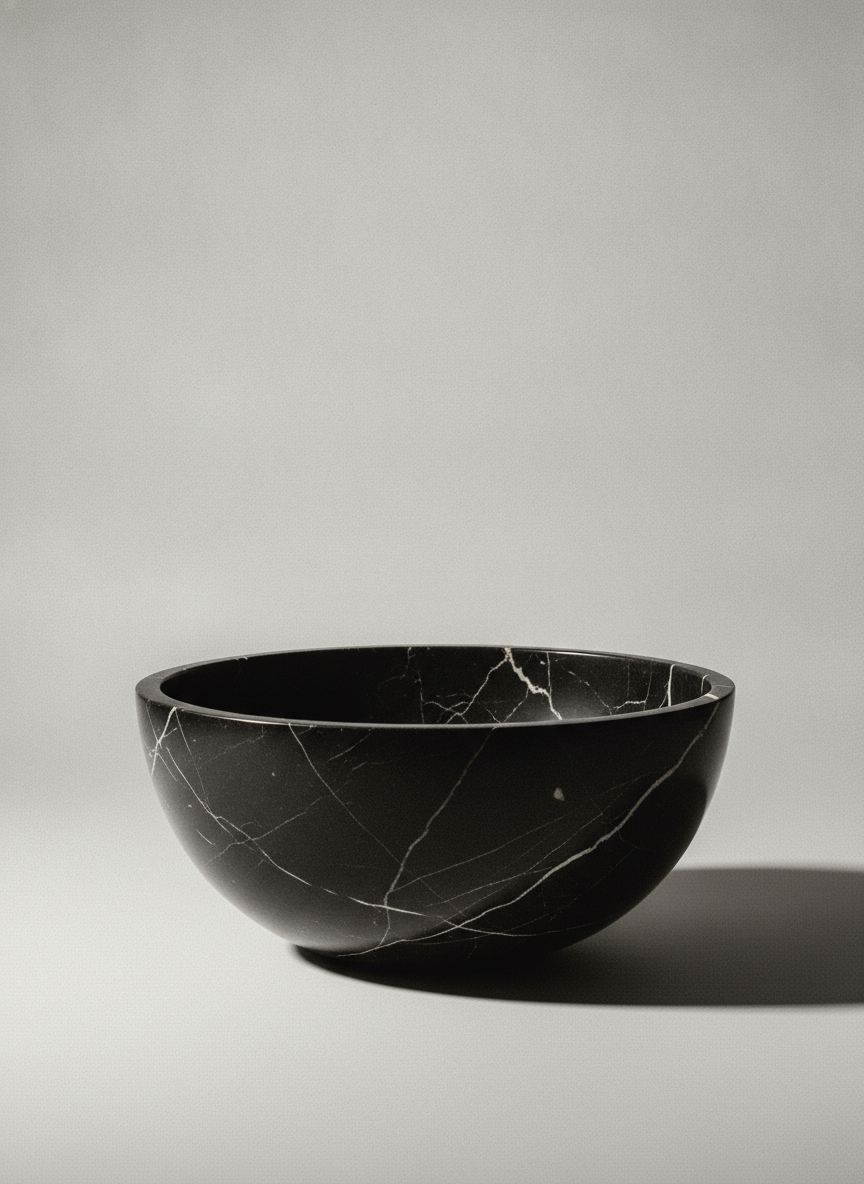 Vaso Guscio in marmo Nero Marquina