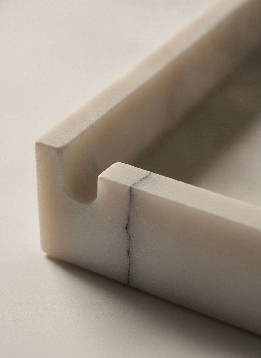 Vassoio Sponda in marmo bianco di Carrara, dettaglio
